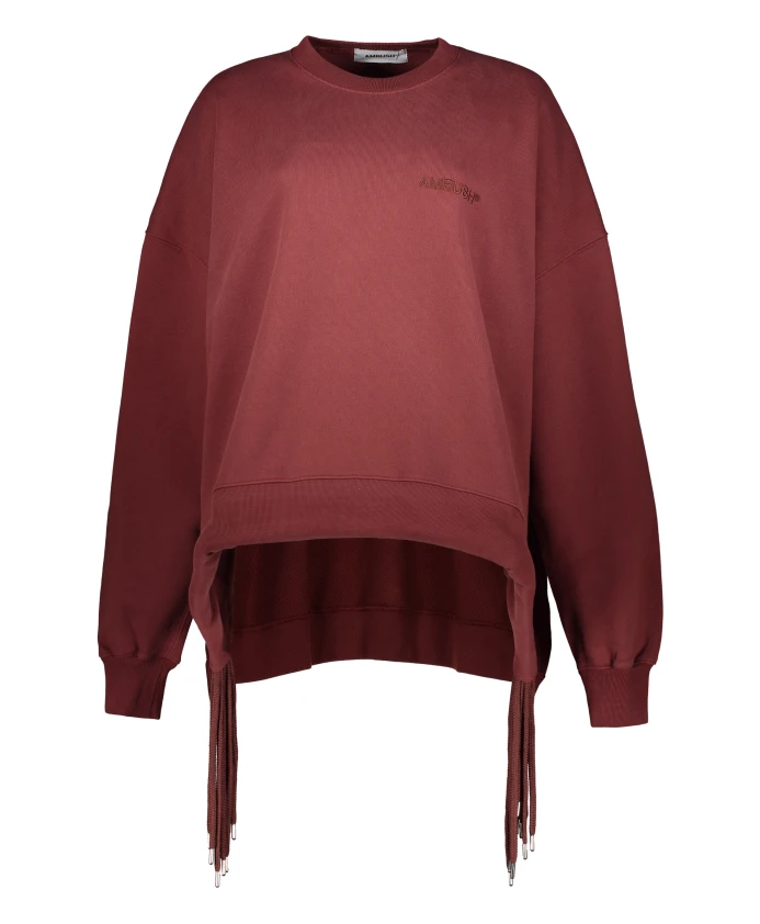 

Хлопковый свитер в рубчик с асимметричным низом Ambush, коричневый