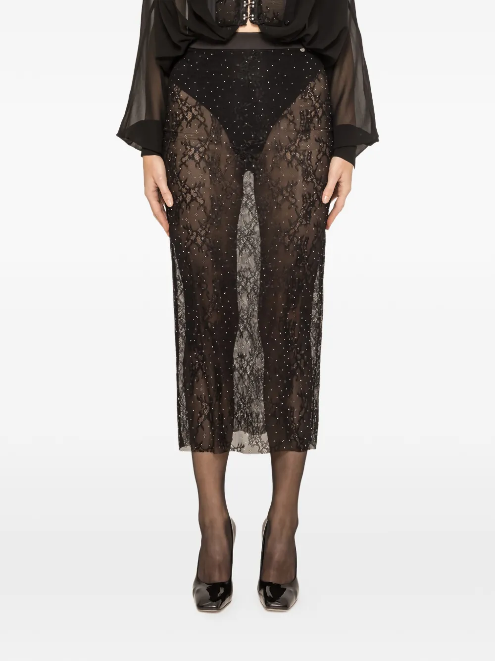 

Длинная кружевная юбка Nissa, черный