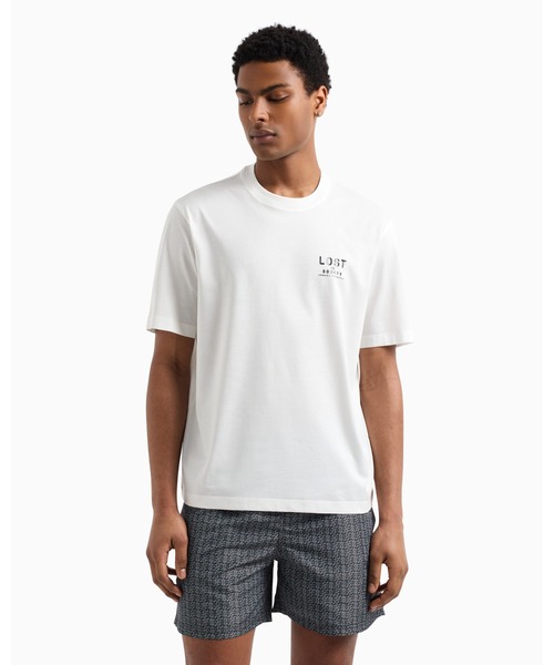 

Футболка с коротким рукавом, круглым вырезом и логотипом ARMANI EXCHANGE, белый