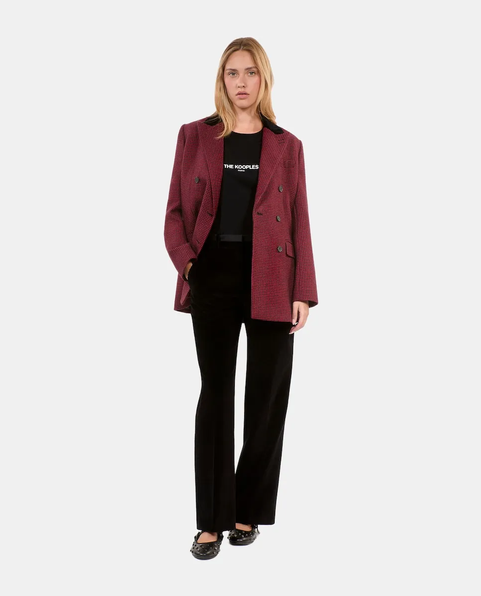 

Женские прямые брюки из бархата в рубчик The Kooples, черный