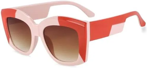 

Модные солнцезащитные очки большого размера 2026 года для мужчин и женщин, защита от УФ-излучения UV400, сочетание цветов, винтажный стиль MTZJH, Pink Red