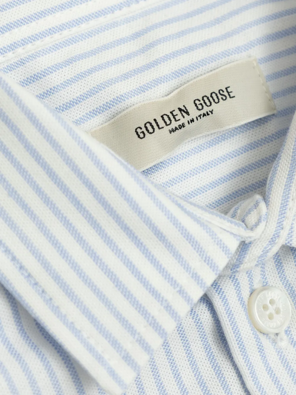Полосатая вышитая рубашка Golden Goose Kids, синий — фото 4