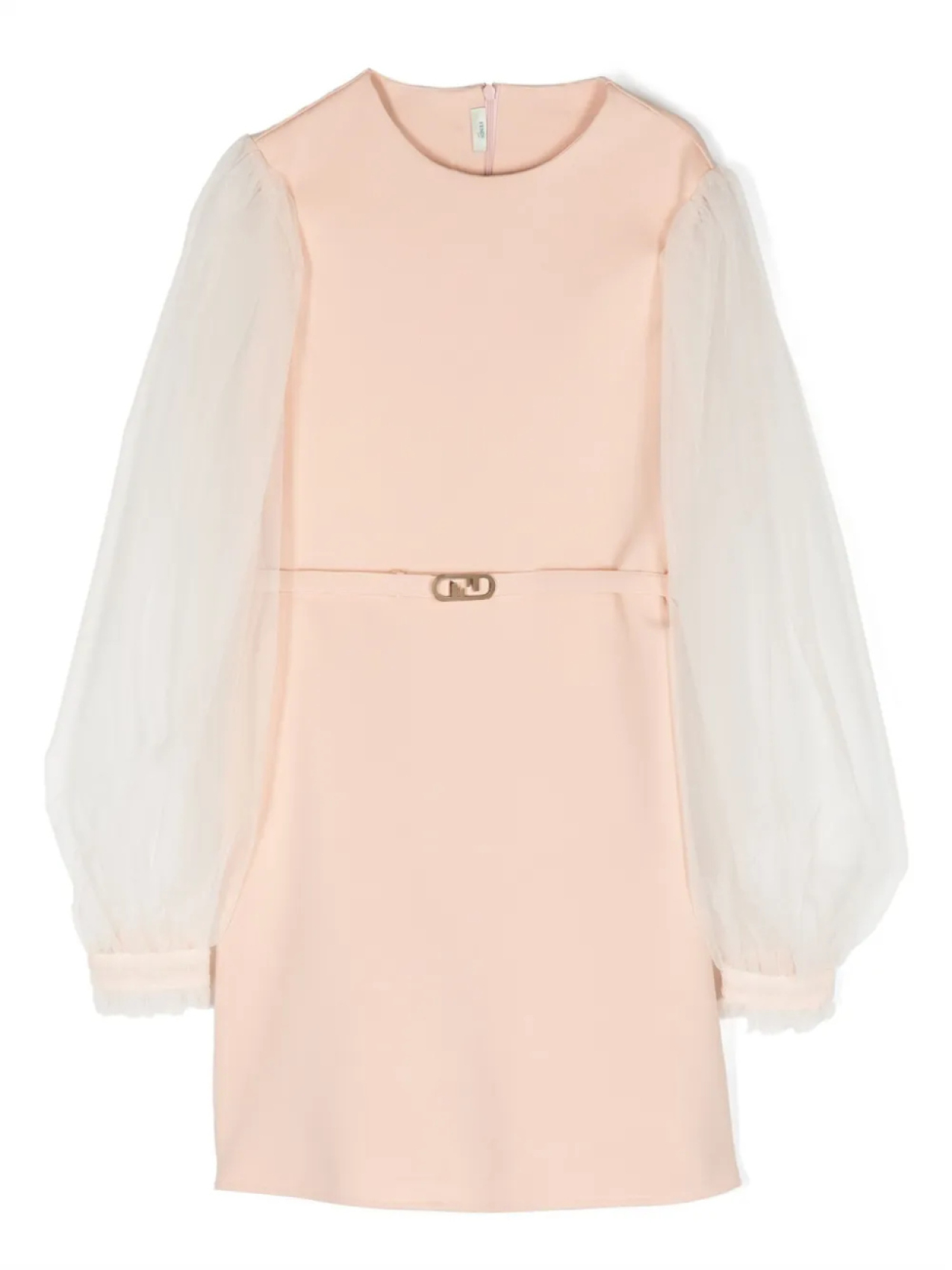 

Платье с прозрачными рукавами и поясом Fendi Kids, нейтральный