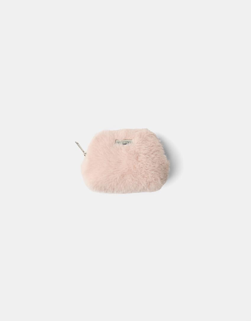 

Кошелек из искусственного меха Bershka, розовый