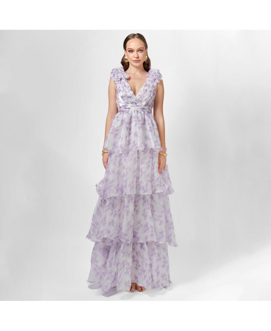 

Женское многоярусное платье цвета фиолетового с принтом BARIANO, Lilac print