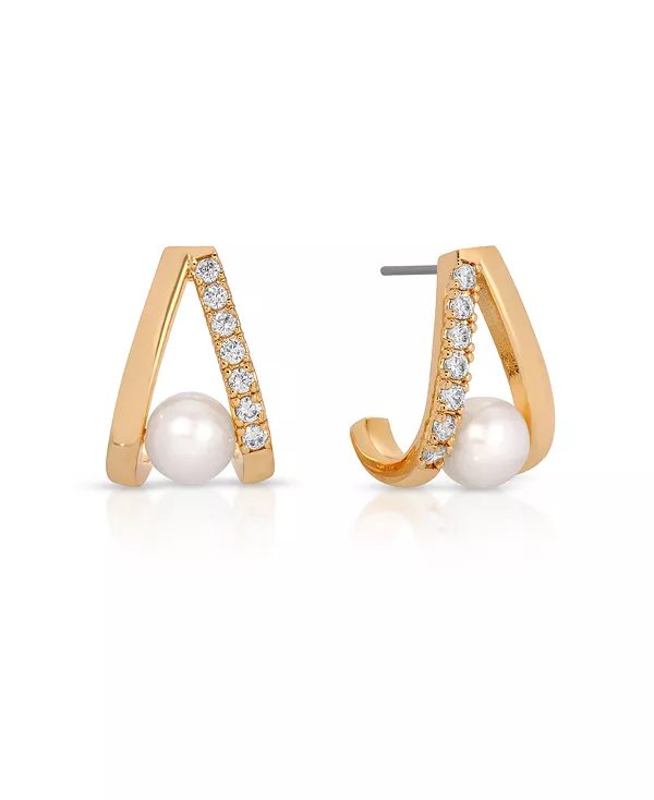 

Серьги-Подвески с паве и перламутром Ettika, gold