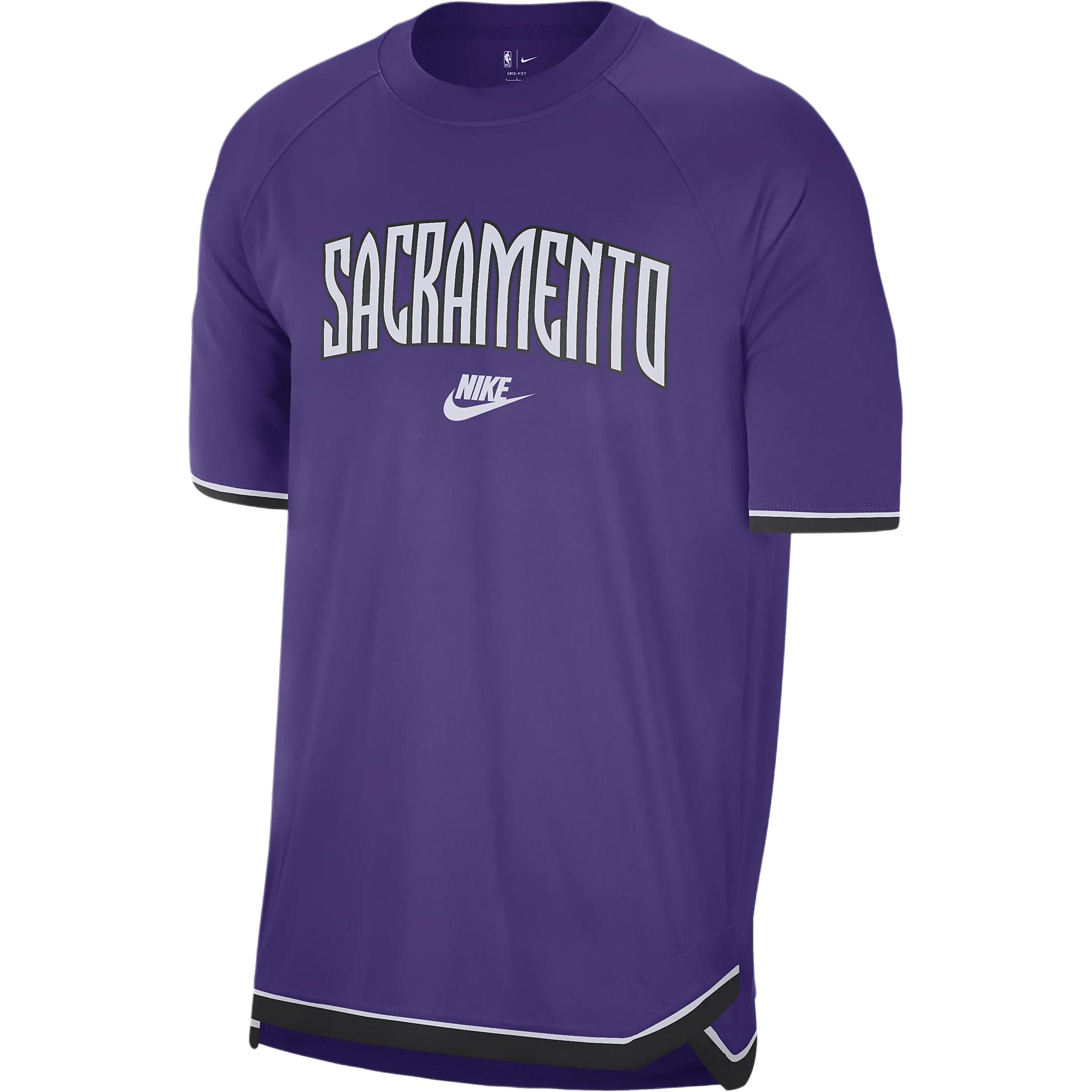 Сакраменто Кингз Hardwood Classics Мужская майка для разминки Dri FIT NBA с короткими рукавами Nike, фиолетовая — фото 2