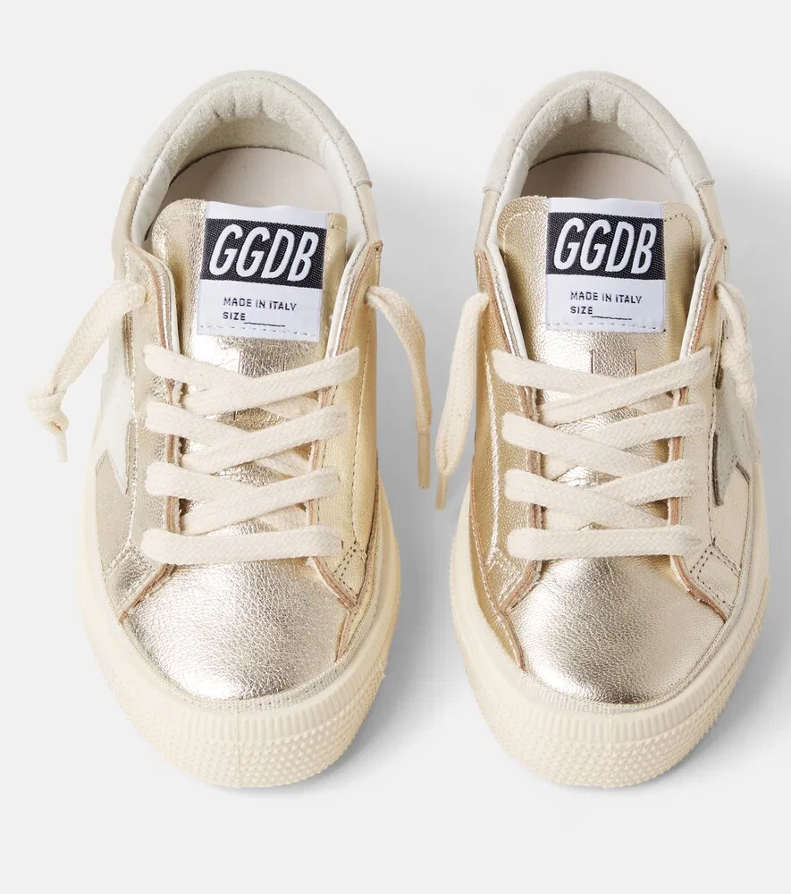 Кроссовки из металлизированной кожи May Golden Goose Kids, золото — фото 4