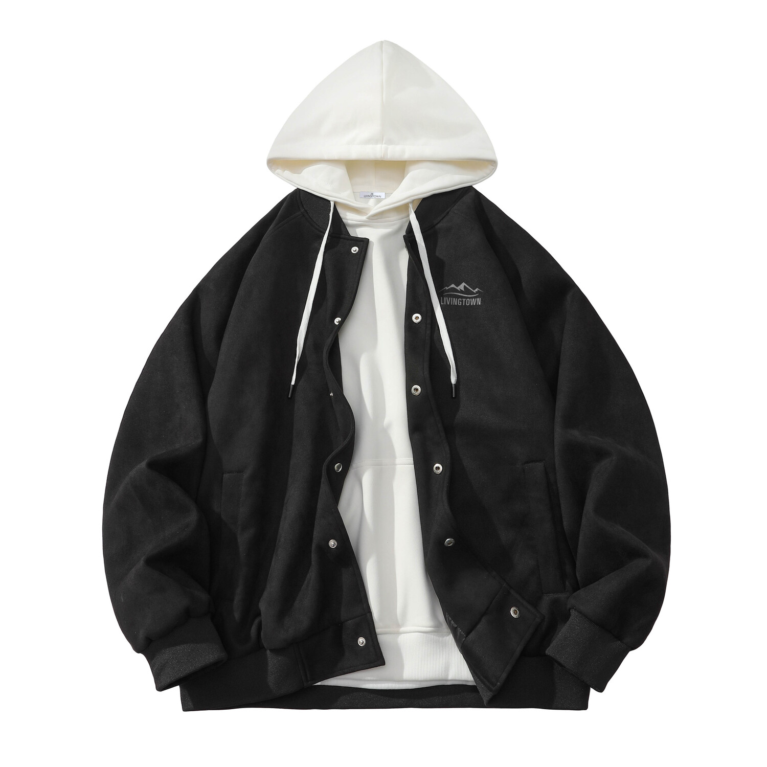 

LIVINGTOWN Куртка Unisex, Black Coat+White Sweatshirt