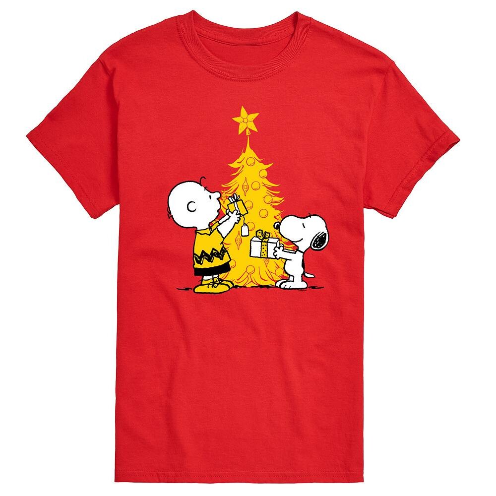 

Мужская футболка с рисунком Peanuts Xmas Charlie Snoopy Licensed Character, красный