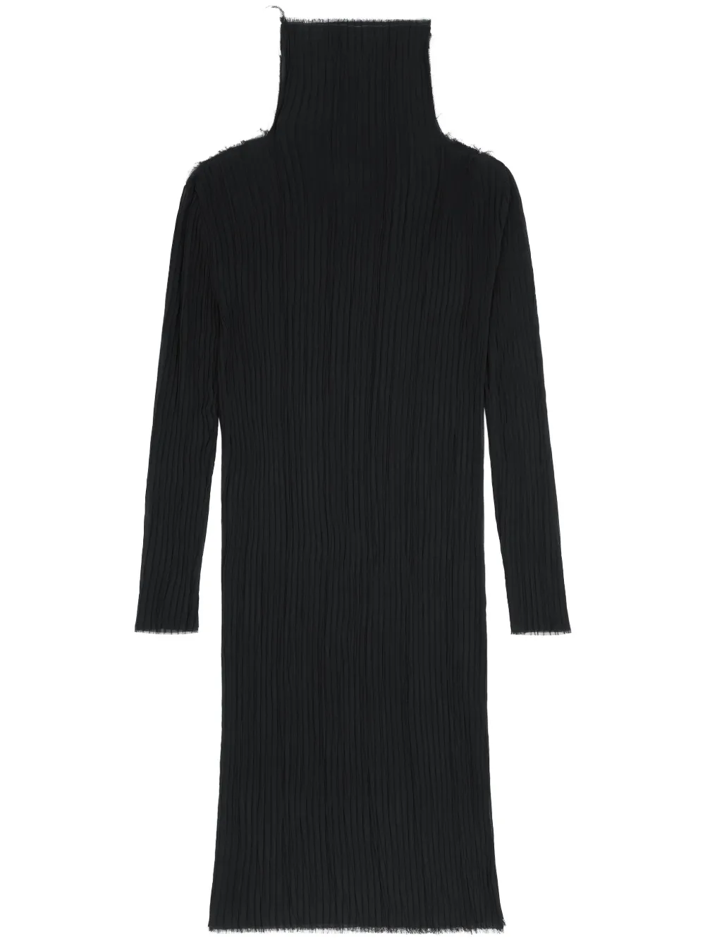 

Плиссированное платье миди с длинными рукавами MM6 Maison Margiela, черный