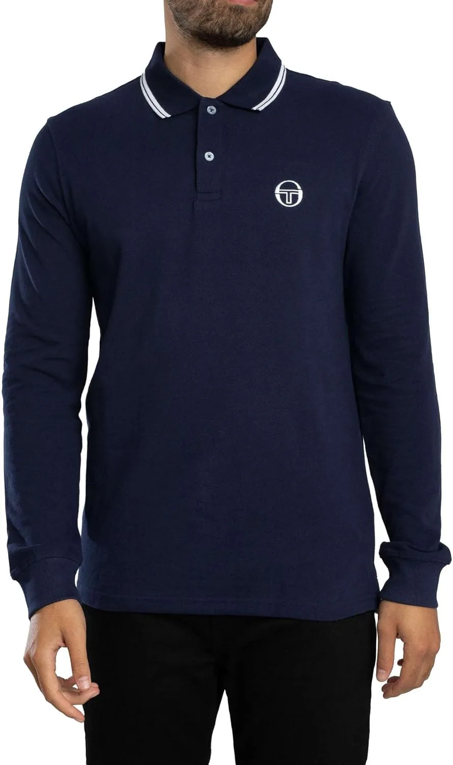 

Sergio Tacchini мужская лонгслив поло 020, Maritime Blue/Gardenia