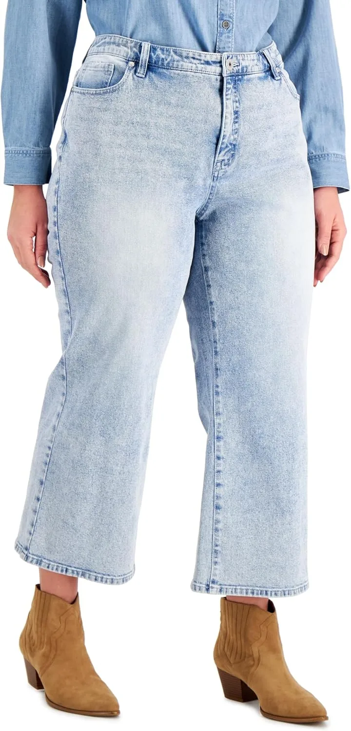 

Style & Co. Plus Size джинсы с высокой посадкой и широкими укороченными штанинами