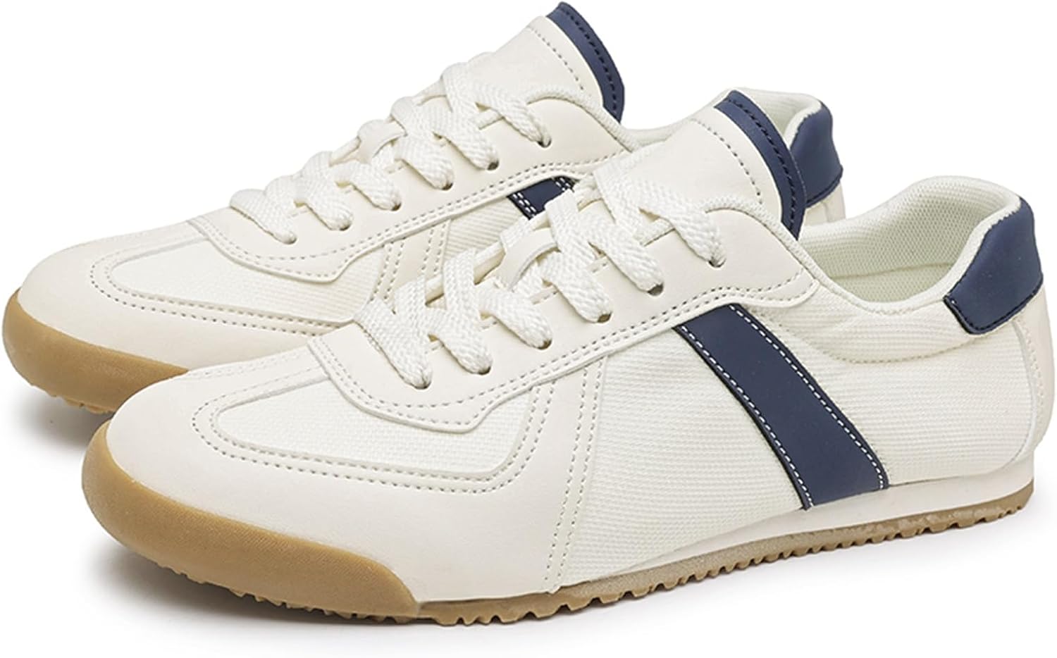 

Мужские модные дышащие кроссовки из замши с шнуровкой, низкие, винтажные, с нескользящей подошвой, с округлым носком, для ходьбы, повседневные, теннисные, для скейтборда Netehadi, синий