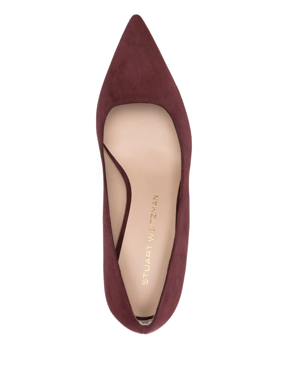 Замшевые туфли-лодочки с острым носком Stuart Weitzman, красный — фото 4