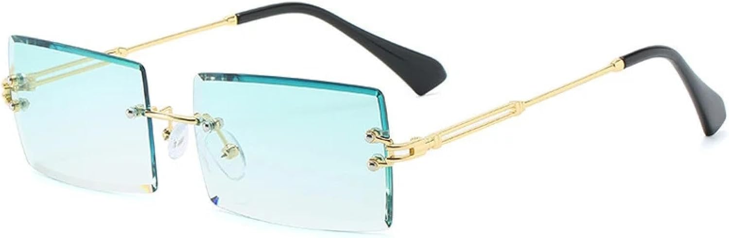 

Солнцезащитные очки с защитой от УФ-излучения UV400 | Без оправы, металлический панк | для женщин и мужчин, для занятий спортом на открытом воздухе и вождения DSVIGF, Gold-lightgreen