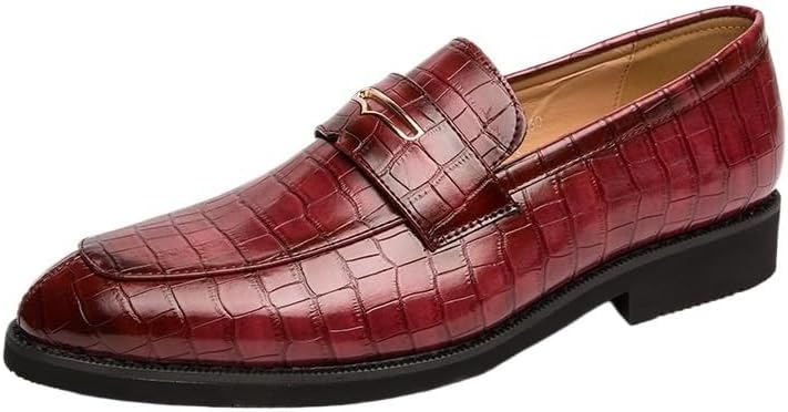 

Мужские классические кожаные лоферы, деловая кожаная обувь, без застежек, нескользящая и износостойкая, для повседневной носки, вечеринок, свадеб Zestrelax, красный