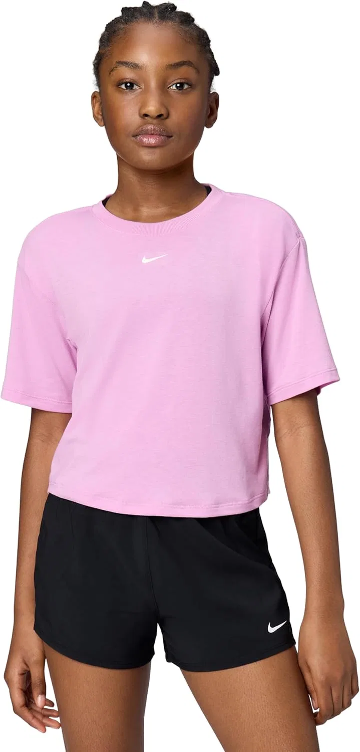 Футболка Dri-FIT Nike Girls' One Relaxed, Light Magenta/White