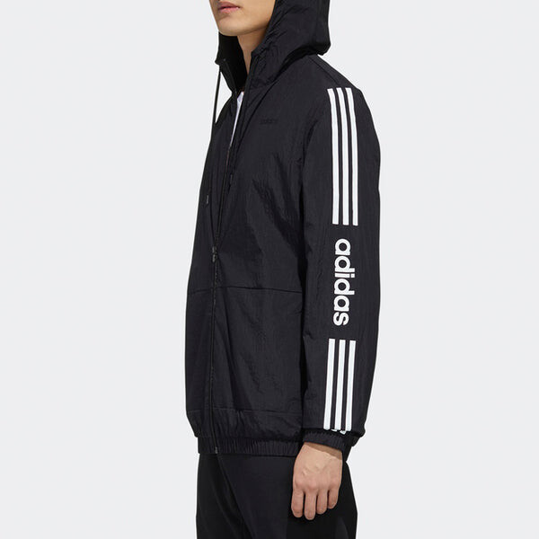 Куртка adidas neo Sports Loose Hooded Jacket Black, черный — фото 4