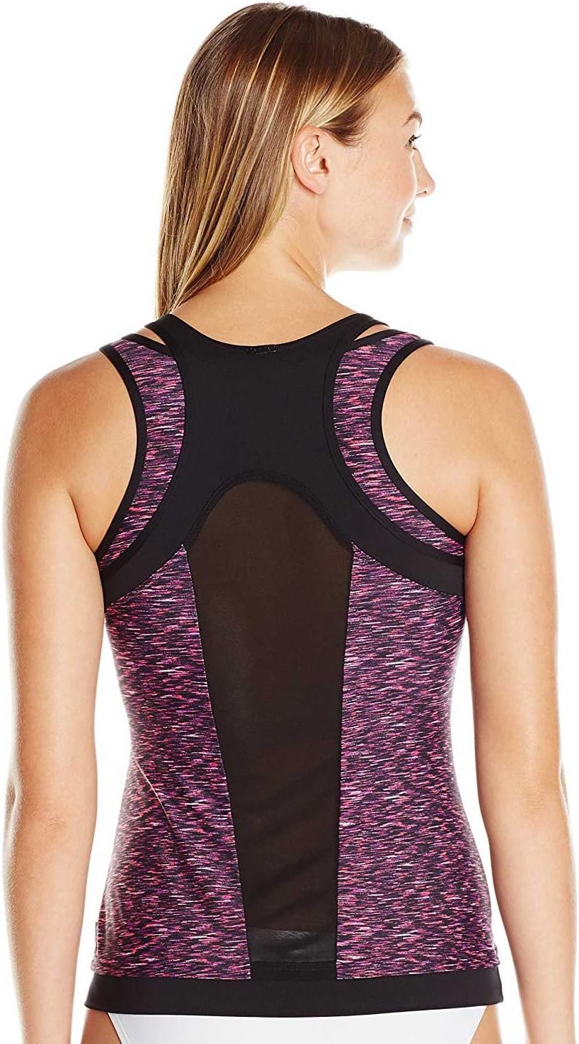 Женский спортивный топ-танкини Calvin Klein Overlay, Mulberry/Space Dye — фото 2