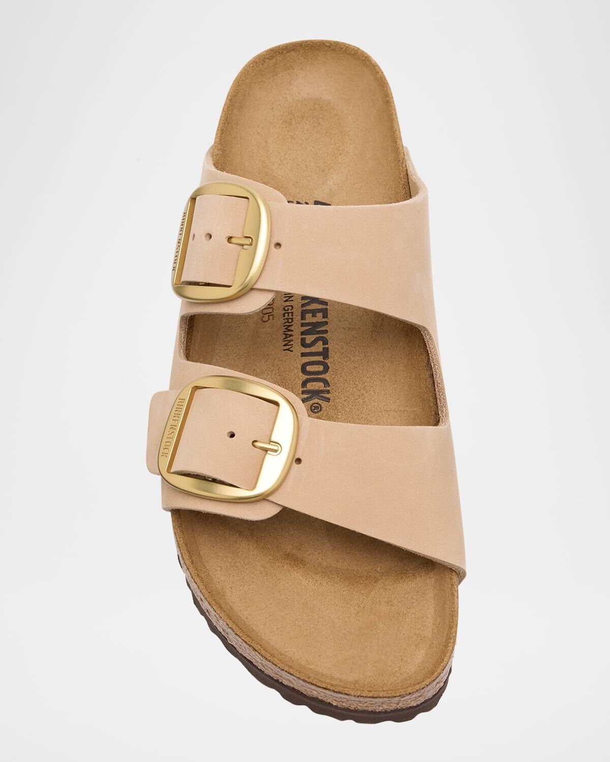 Кожаные шлепанцы с двойной пряжкой Arizona Birkenstock, цвет Sandcastle — фото 4