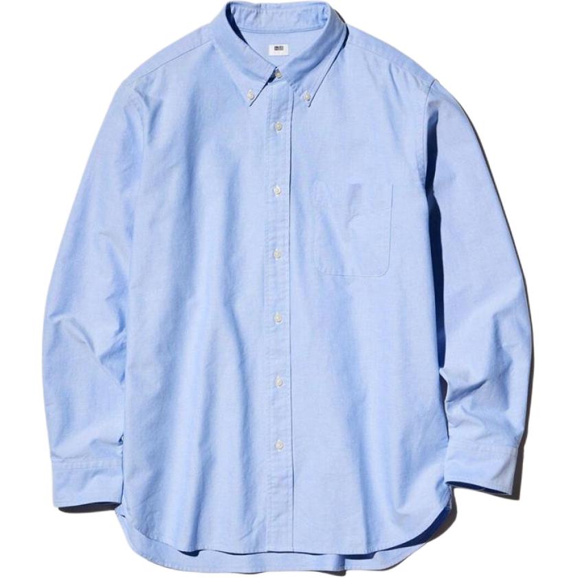

UNIQLO Рубашка унисекс голубая Lake Blue
