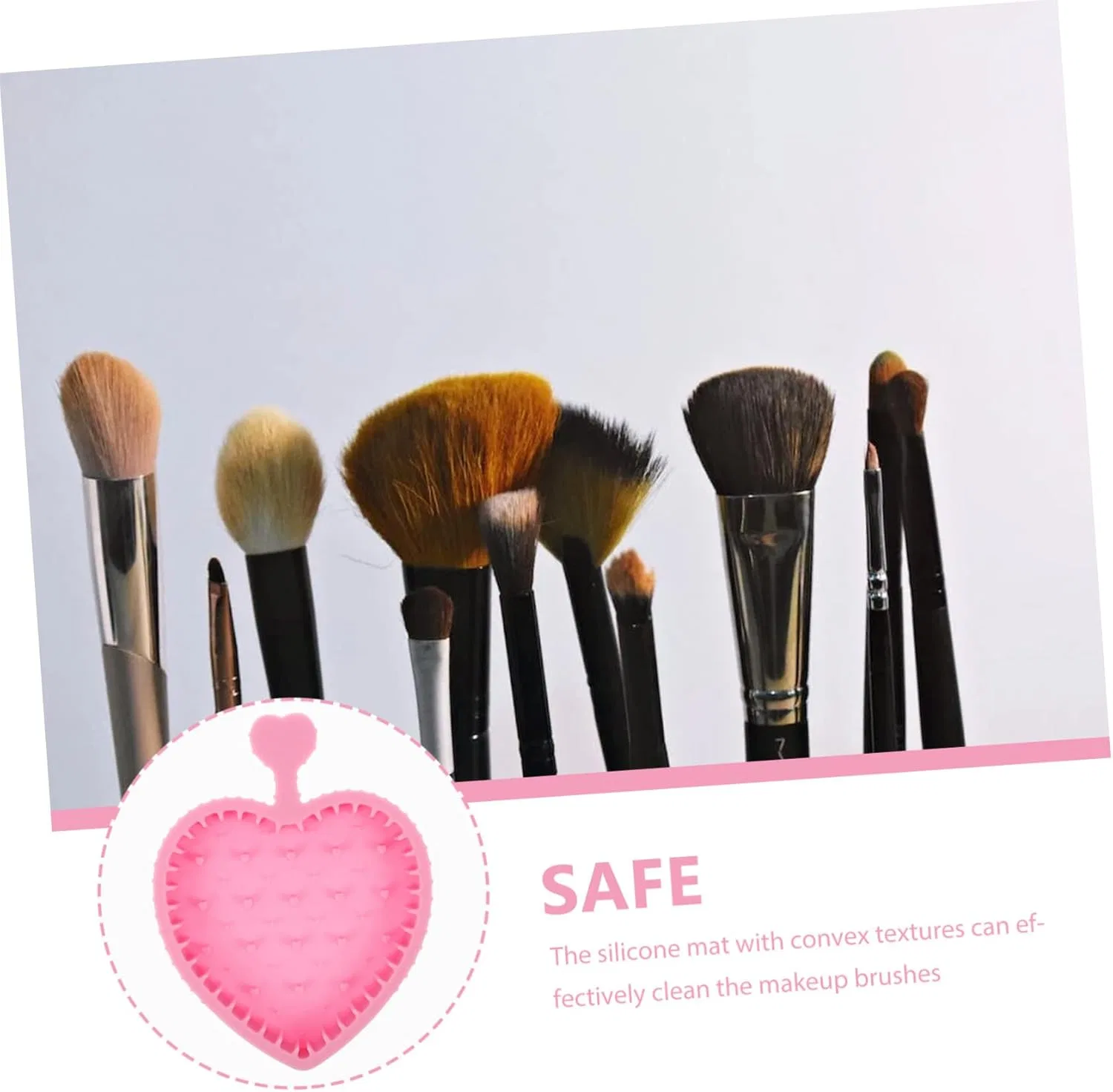 Щетка для чистки кистей силиконовая WOFASHPURET розовая 12x9x1.6 см — фото 3