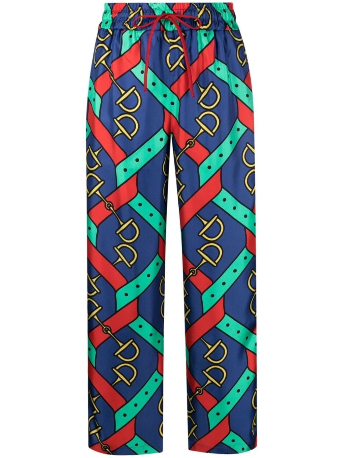 

Gucci укороченные шелковые брюки с графичным принтом, синий