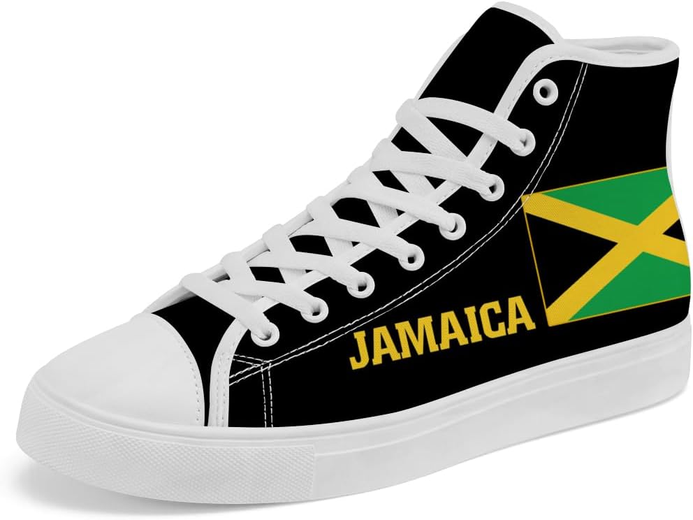 

Кеды на высокой подошве с флагом Ямайки, высокие кроссовки с флагом Ямайки для женщин и мужчин Chebing, черный