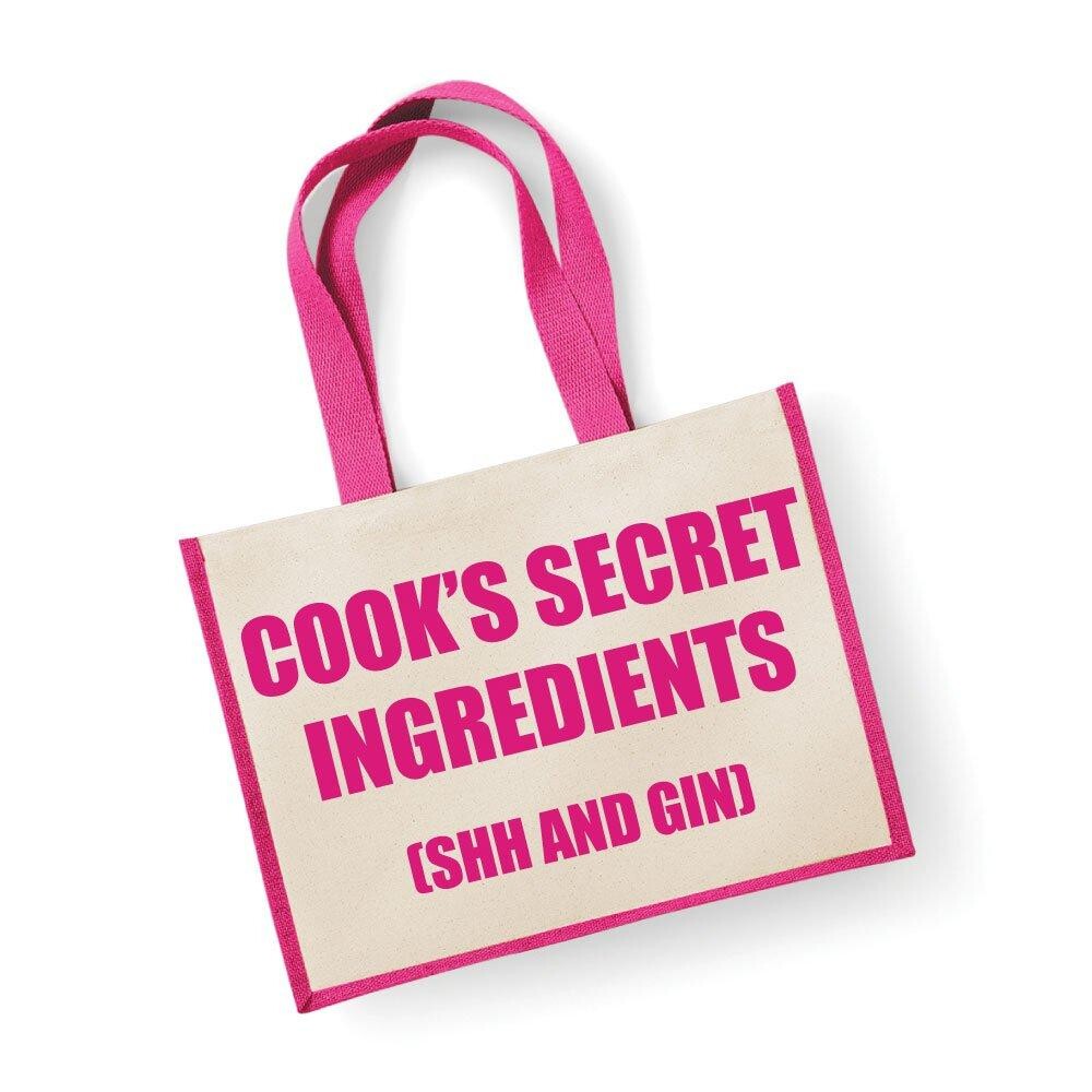

Большая джутовая сумка Cook's Secret Ingredients (Shh и Gin) Розовая сумка 60 SECOND MAKEOVER, розовый