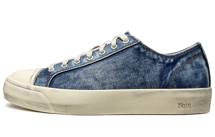 

Кеды Vintage Denim Skateboard Shoes Anti-Slip Wear-Resistant Low-Top Canvas Shoes Men's Dark Blue Zuti, Dark Blue ZG031
