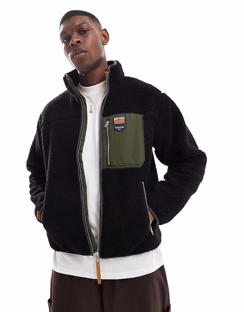 

Флисовая кофта Superdry Vintage Retro с молнией черного цвета