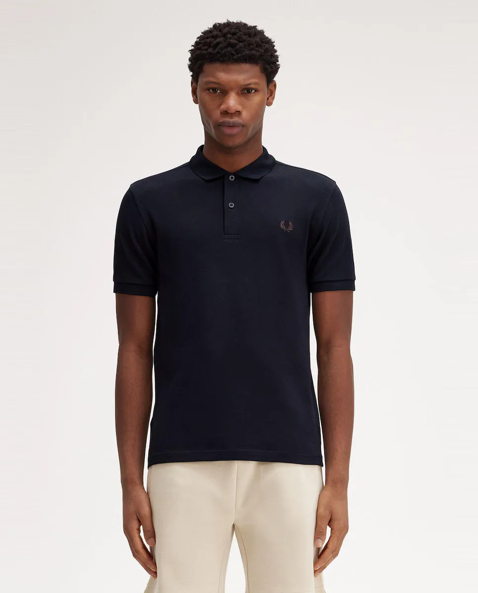 

Мужская рубашка поло с короткими рукавами из хлопкового пике Fred Perry, темно-синий