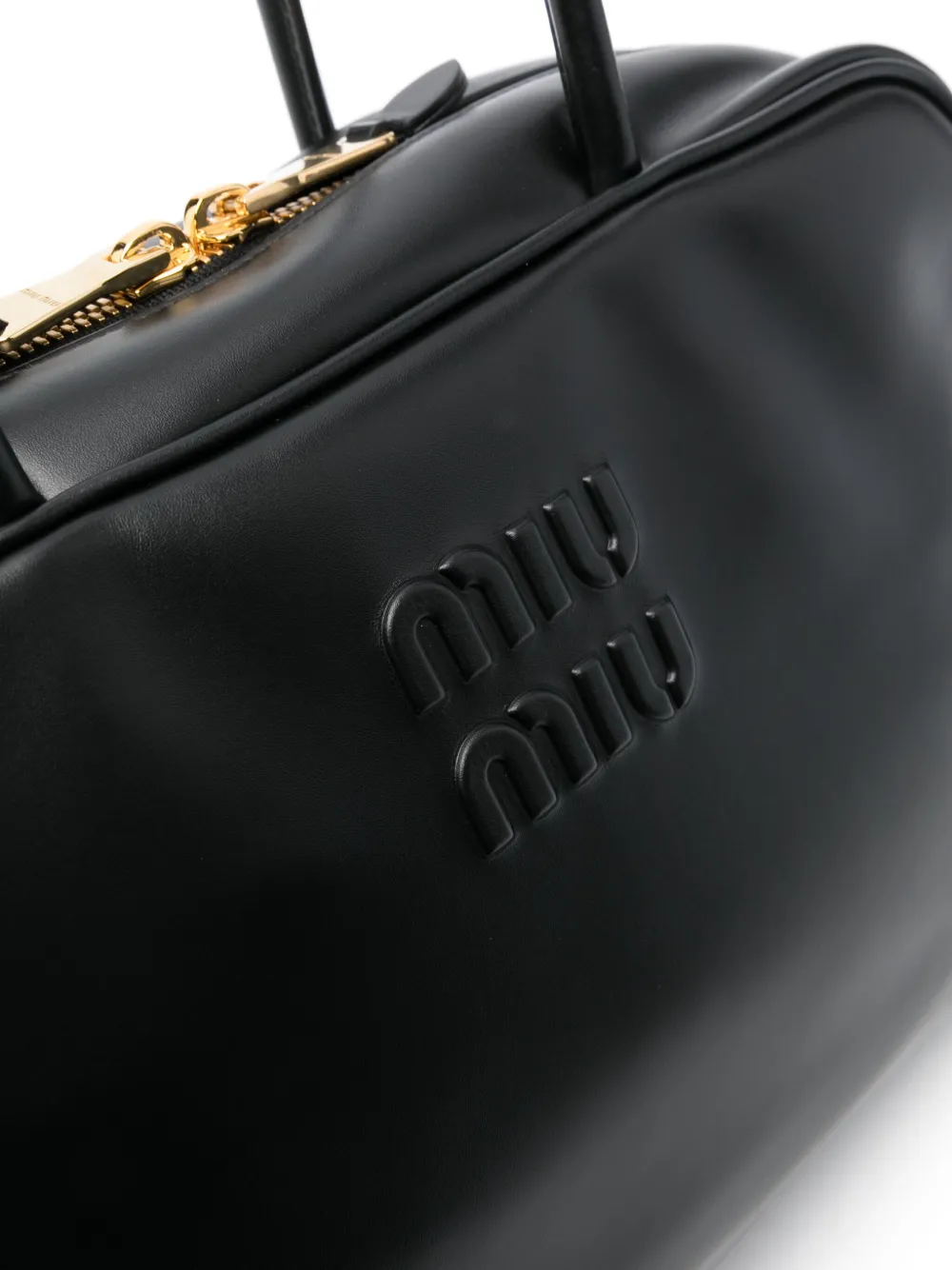 Сумка на плечо с тисненым логотипом MIU MIU, черный — фото 4