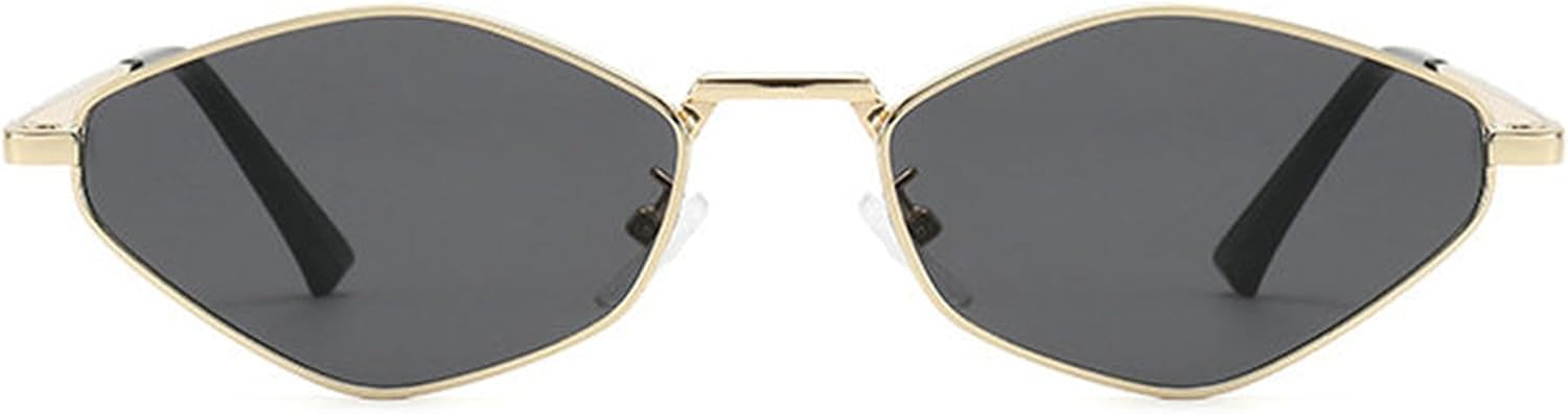 

Willochra Популярные модные солнцезащитные очки в форме многоугольника и ромба для женщин, в стиле ретро-панк, модные мужские металлические очки «кошачий глаз», солнцезащитные очки UV400, Gold Black