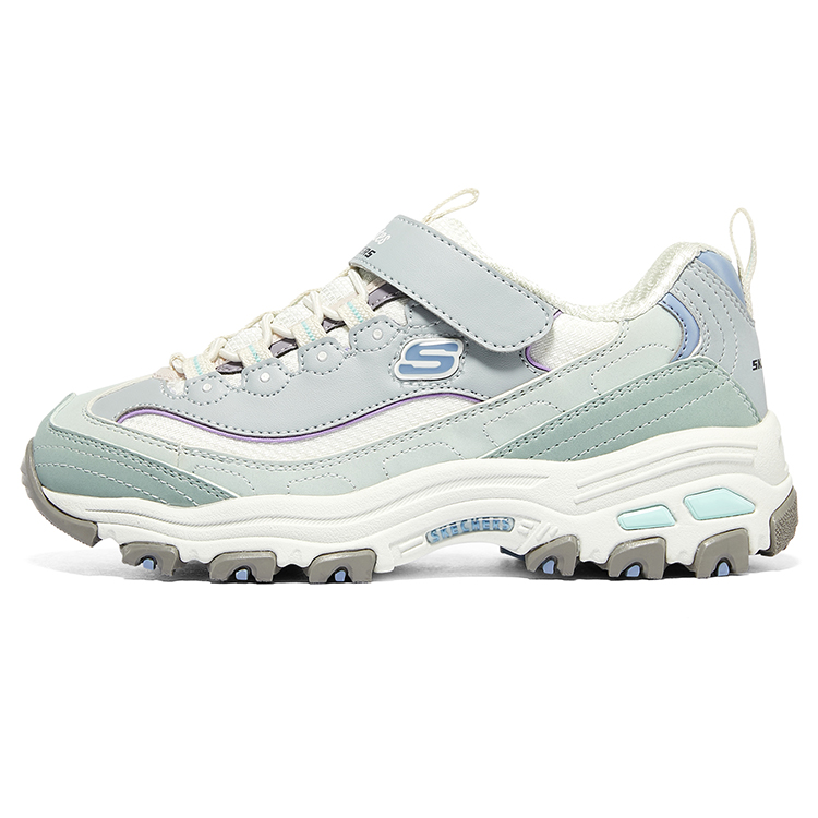 Skechers Kids Светло-голубые противоскользящие противоударные износостойкие массивные низкие кроссовки для подростков — фото 4