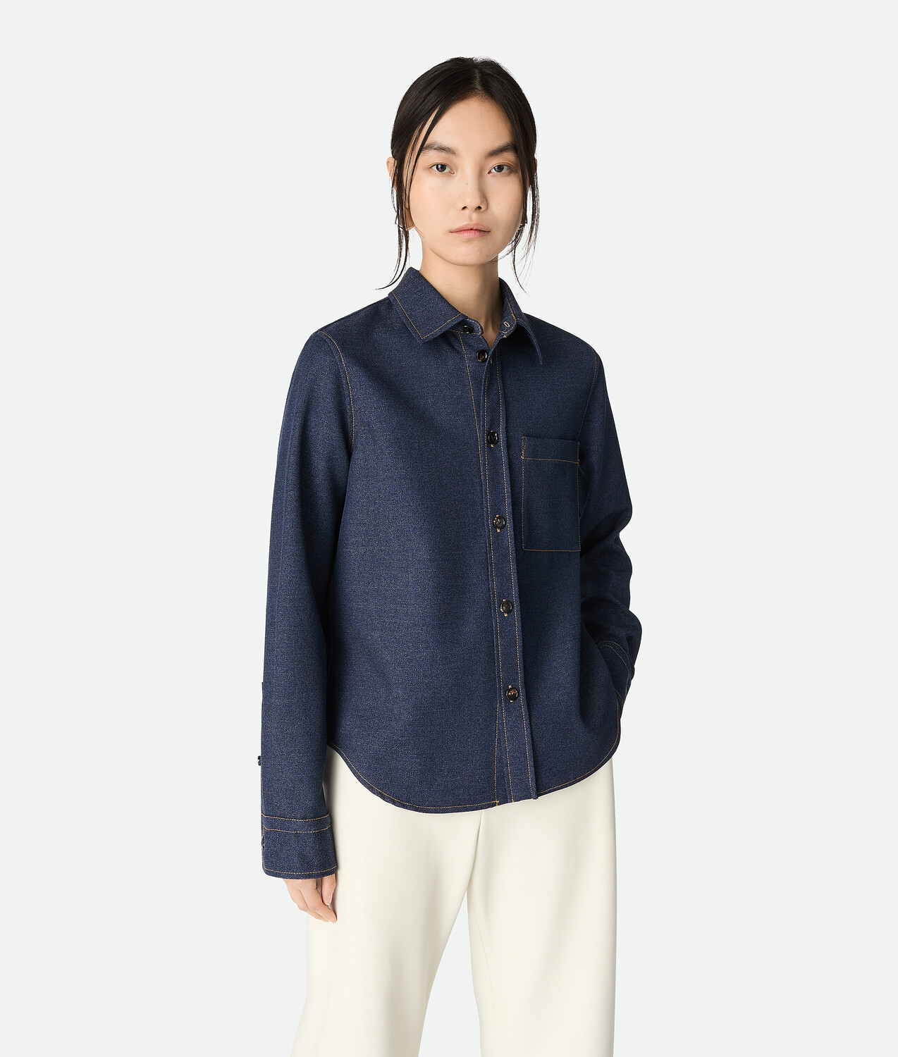 

Melange wool shirt BOTTEGA VENETA, темно-синий