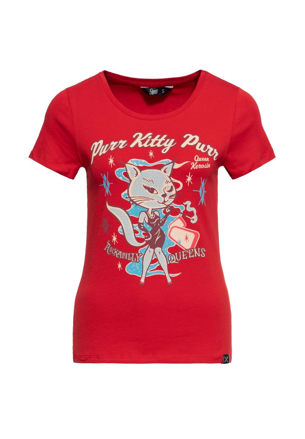 

Футболка с рисунком в стиле рокабилли Purr Kitty Purr Queen Kerosin, красный