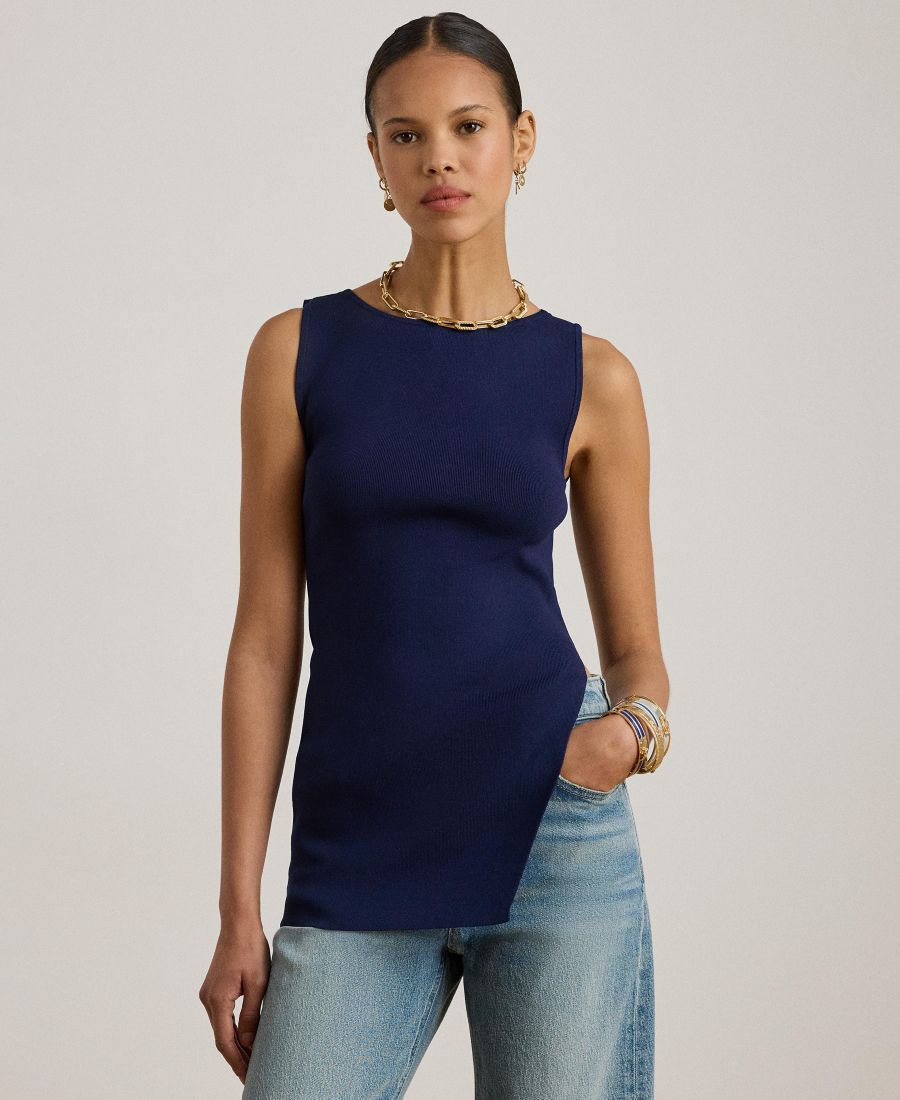 

Женский трикотажный свитер без рукавов в рубчик Lauren Ralph Lauren, Refined Navy