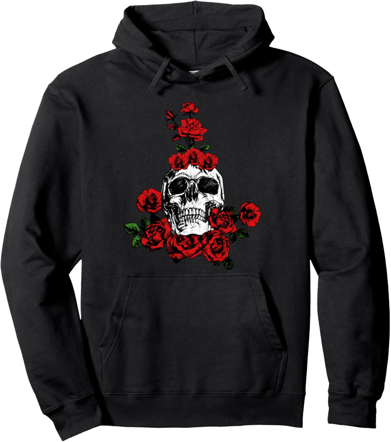 

Толстовка с капюшоном «Череп, роза, цветок, растение, любовь» Cool Skull Design, черный