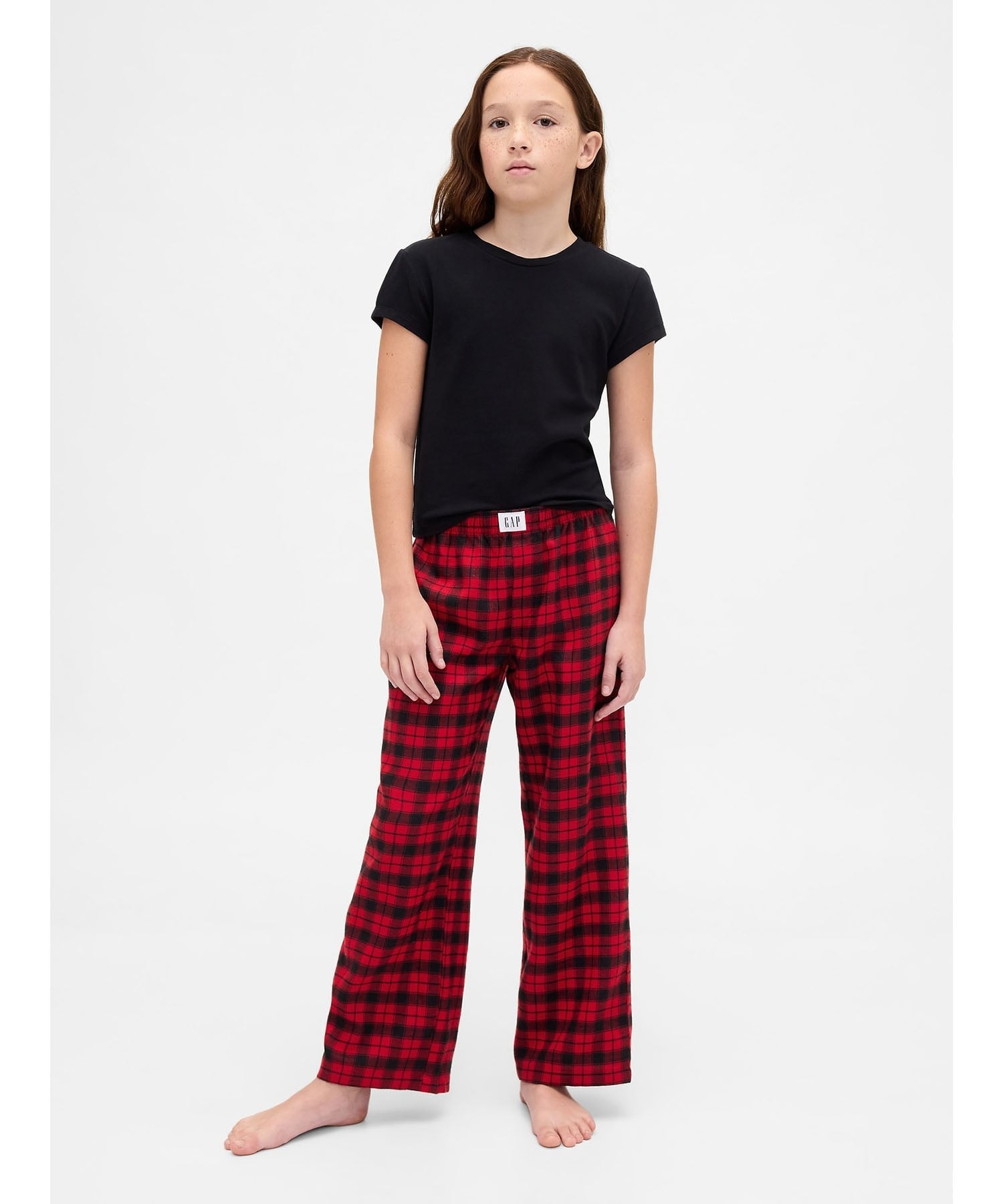 (K) Пижамные штаны из переработанной фланели (детские) GAP, FS RED BLACK PLAID — фото 2