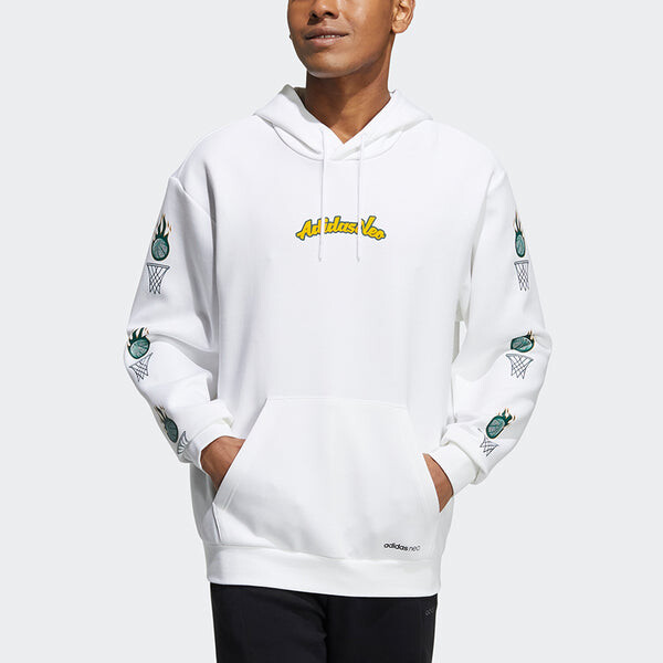 Толстовка adidas neo Basketball Printing Loose Sports White, белый — фото 3