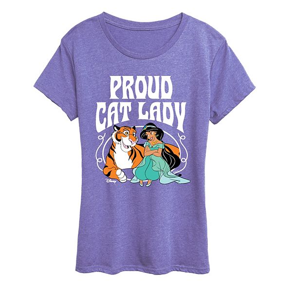 

Футболка с принтом Women's 's princess jasmine proud cat lady Disney, Heather Periwinkle
