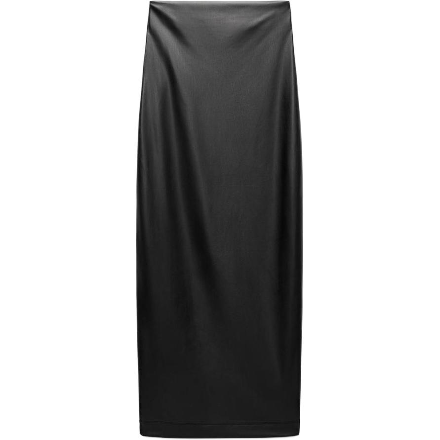 

ZW Series Кожаная длинная юбка женская черная ZARA