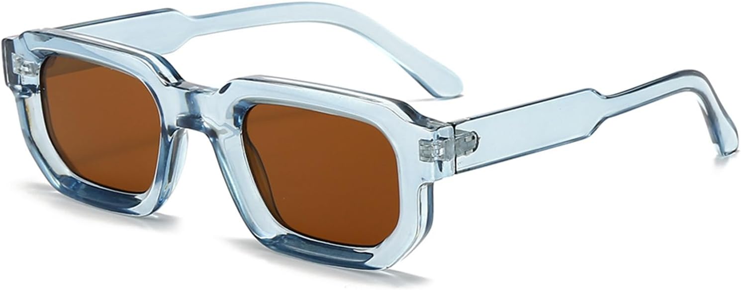 

Солнцезащитные очки в стиле ретро прямоугольной формы для мужчин и женщин. Модные солнцезащитные очки в маленькой квадратной оправе с толстой рамкой в ​​стиле 90-х. Винтажные очки SUNBSR, Clear Blue/Brown