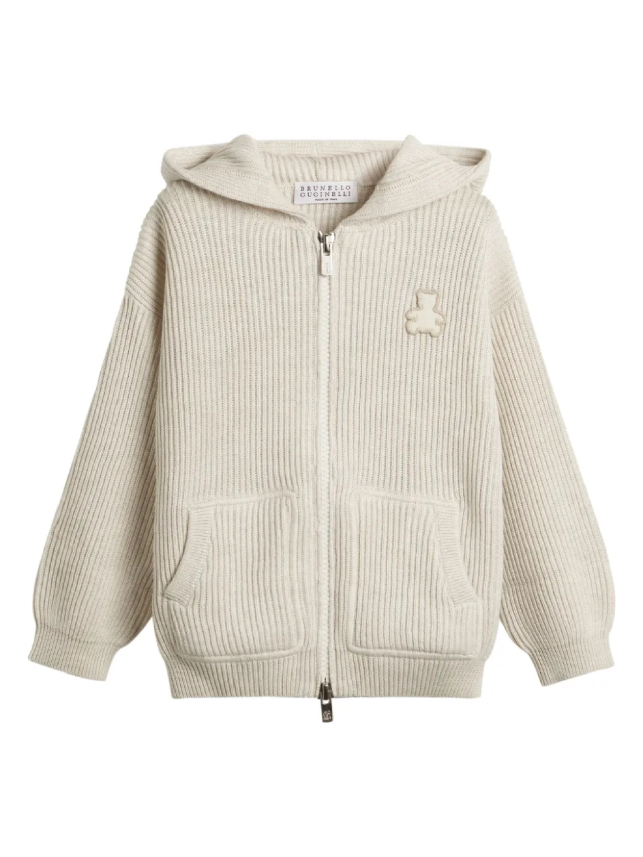 

Brunello Cucinelli Kids худи в рубчик на молнии, нейтральный