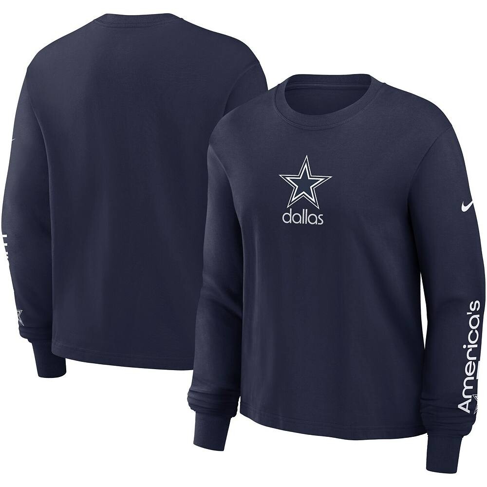 Женская темно-синяя футболка свободного кроя с длинным рукавом Nike Dallas Cowboys, цвет Cow Navy — фото 2