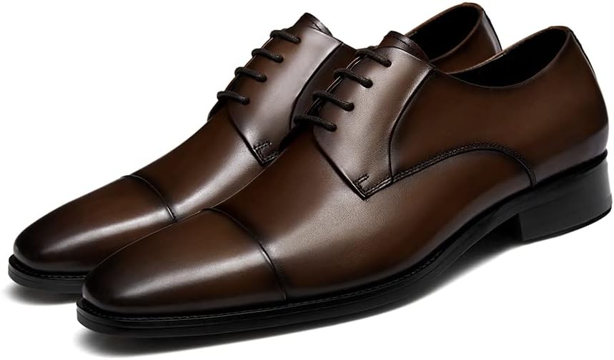 

Мужские кожаные классические туфли GIFENNSE, мужские оксфорды, формальная обувь для мужчин, темно-коричневый