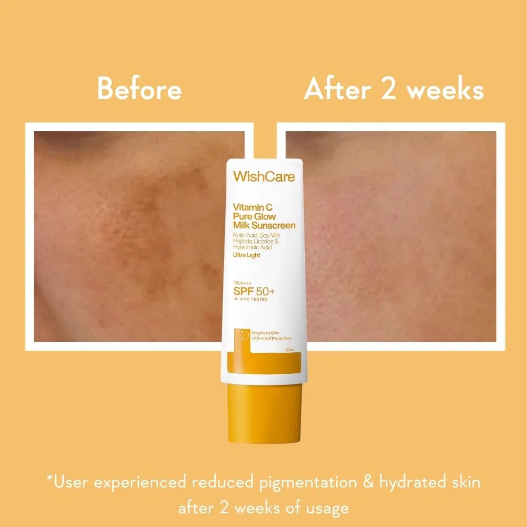 Солнцезащитный крем WishCare Vitamin C Pure Glow Milk SPF 50 PA++++, 50 г Wishcare — фото 4