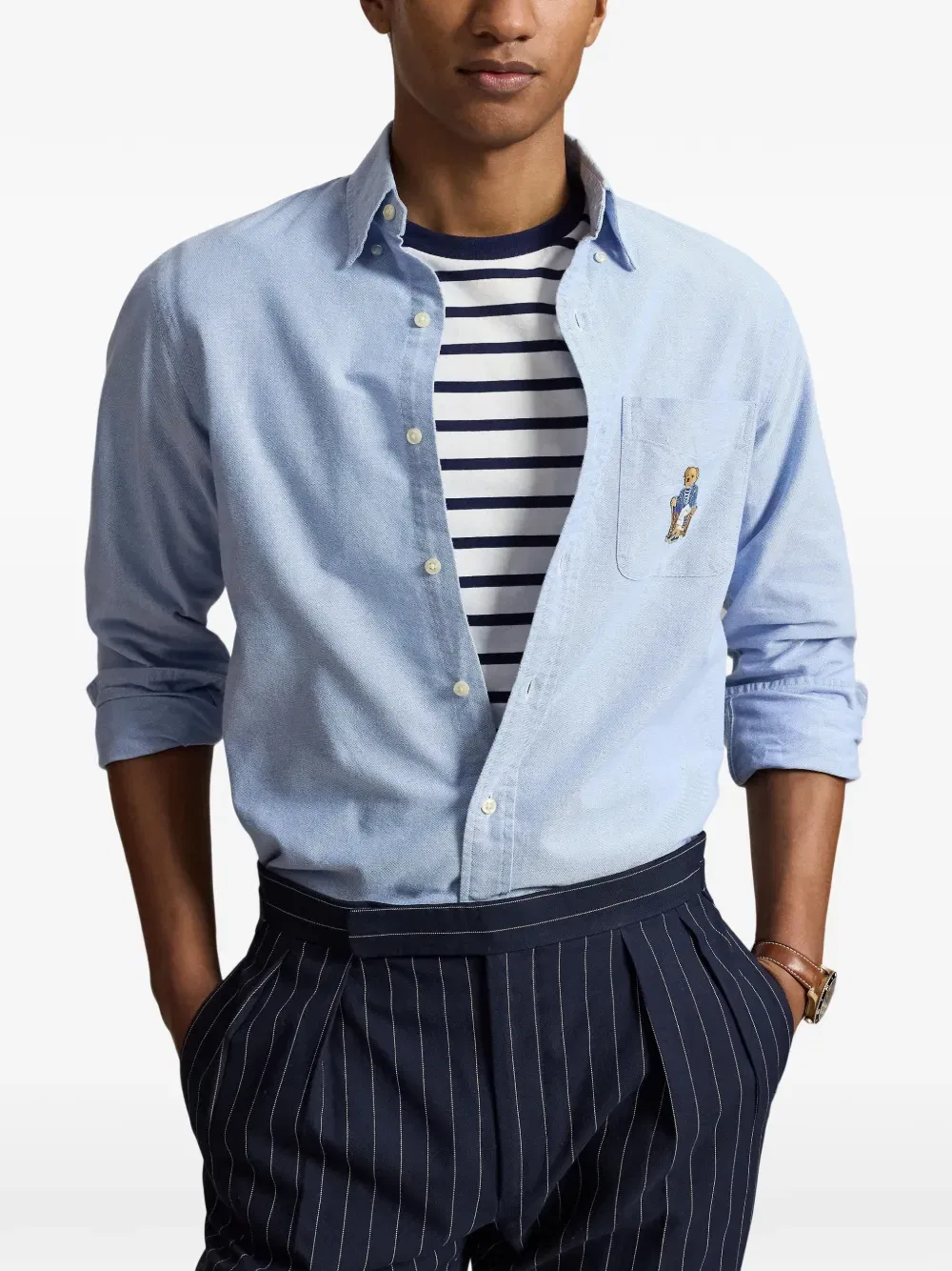 Рубашка Oxford с изображением медведя Polo Ralph Lauren, синий — фото 3